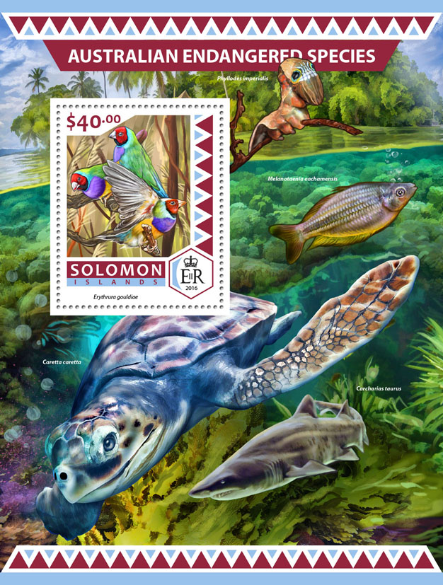 Australian endangered species - Issue of Solomon islands postage stamps