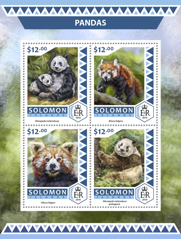 Pandas - Issue of Solomon islands postage stamps
