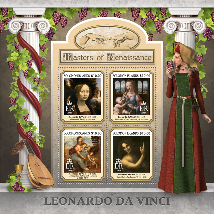Leonardo da Vinci - Issue of Solomon islands postage stamps