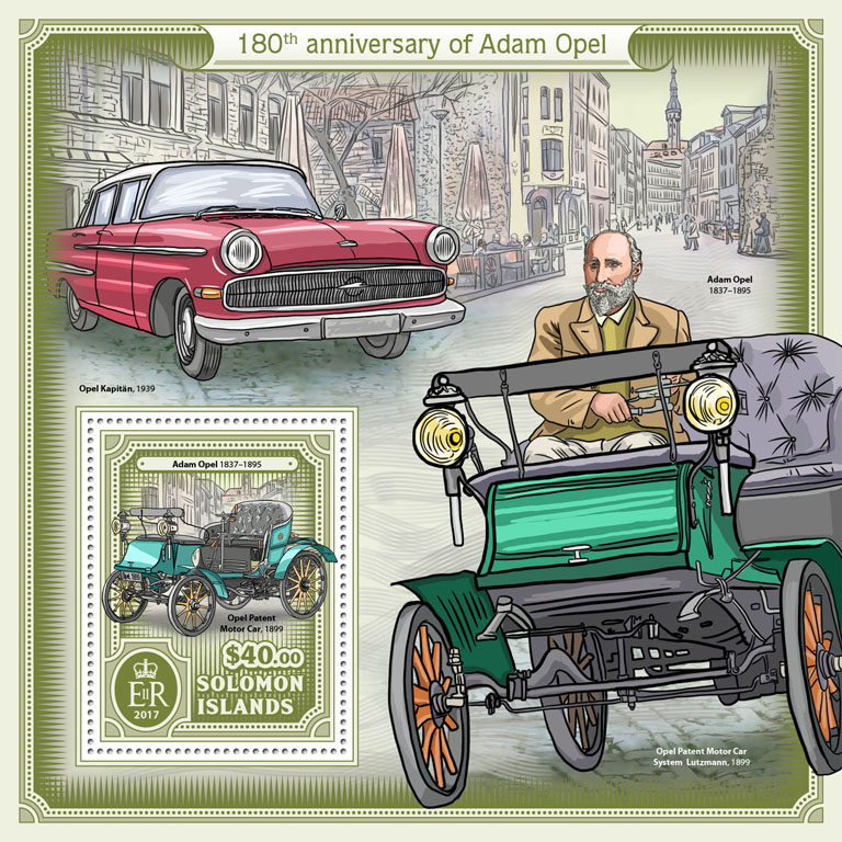 Adam Opel  - Issue of Solomon islands postage stamps