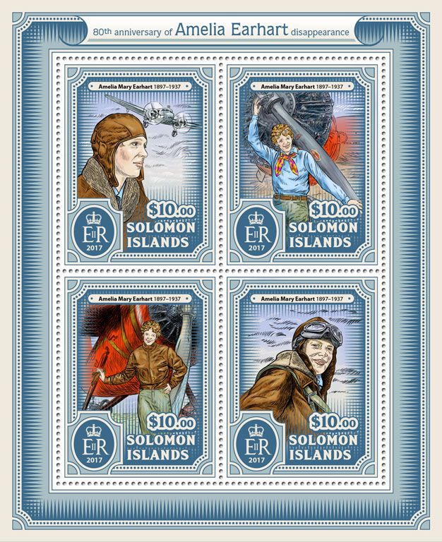 Amelia Earhart - Issue of Solomon islands postage stamps