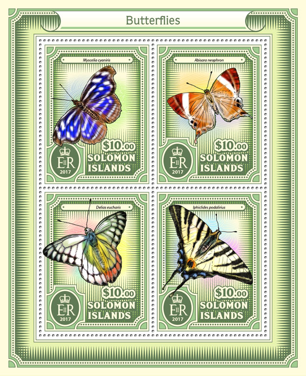 Butterflies - Issue of Solomon islands postage stamps