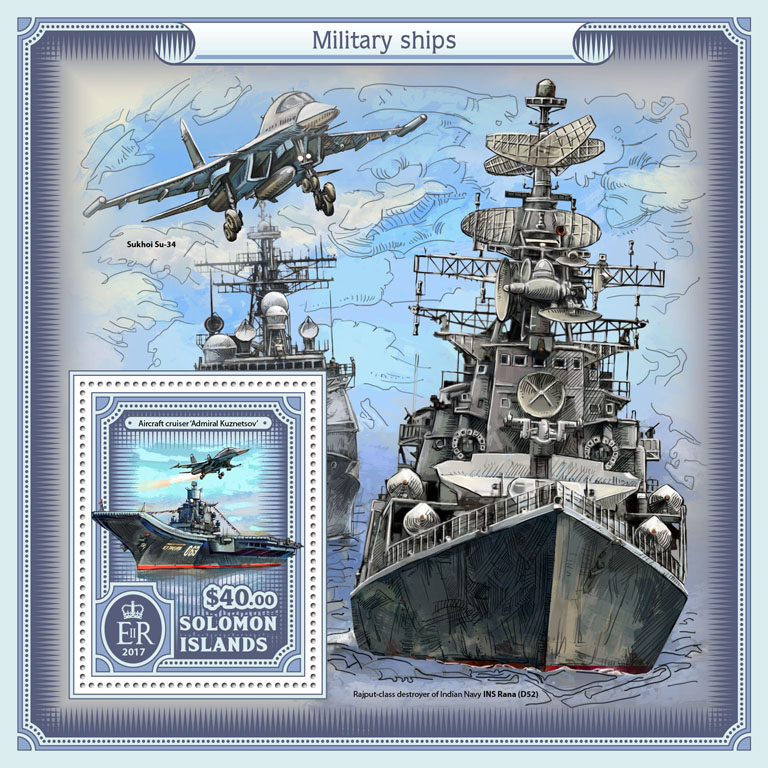 Military ships - Issue of Solomon islands postage stamps