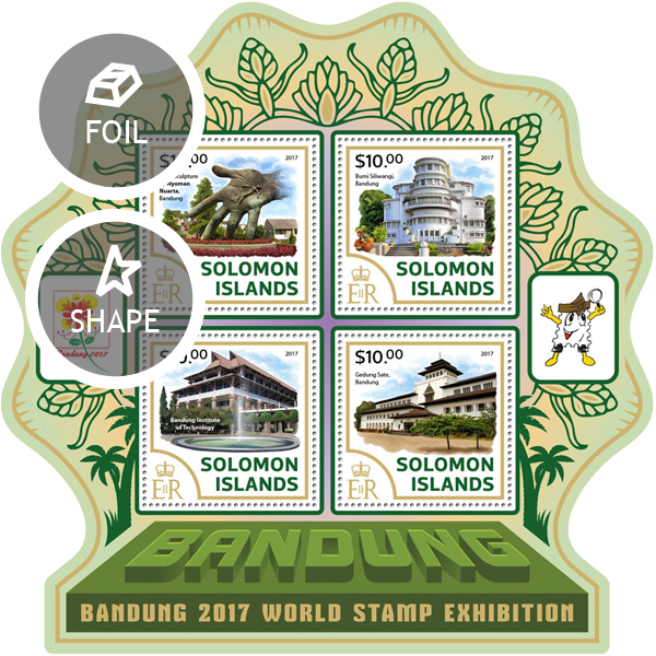 Exhibition BANDUNG - Issue of Solomon islands postage stamps