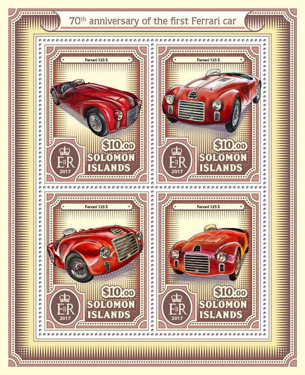 Ferrari car - Issue of Solomon islands postage stamps