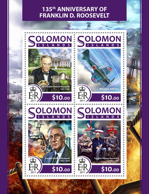 Franklin D. Roosevelt - Issue of Solomon islands postage stamps