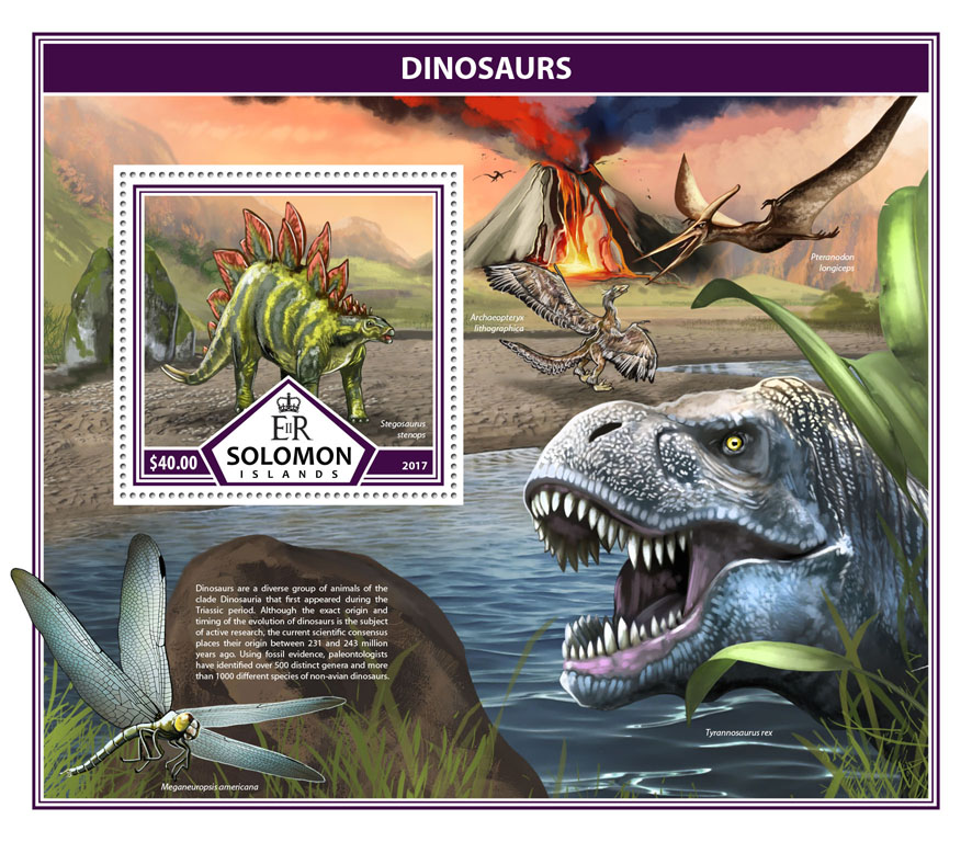 Dinosaurs - Issue of Solomon islands postage stamps