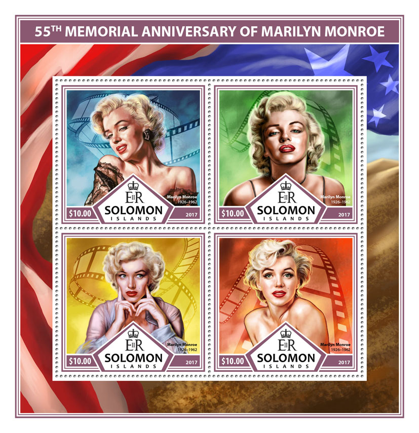 Marilyn Monroe - Issue of Solomon islands postage stamps