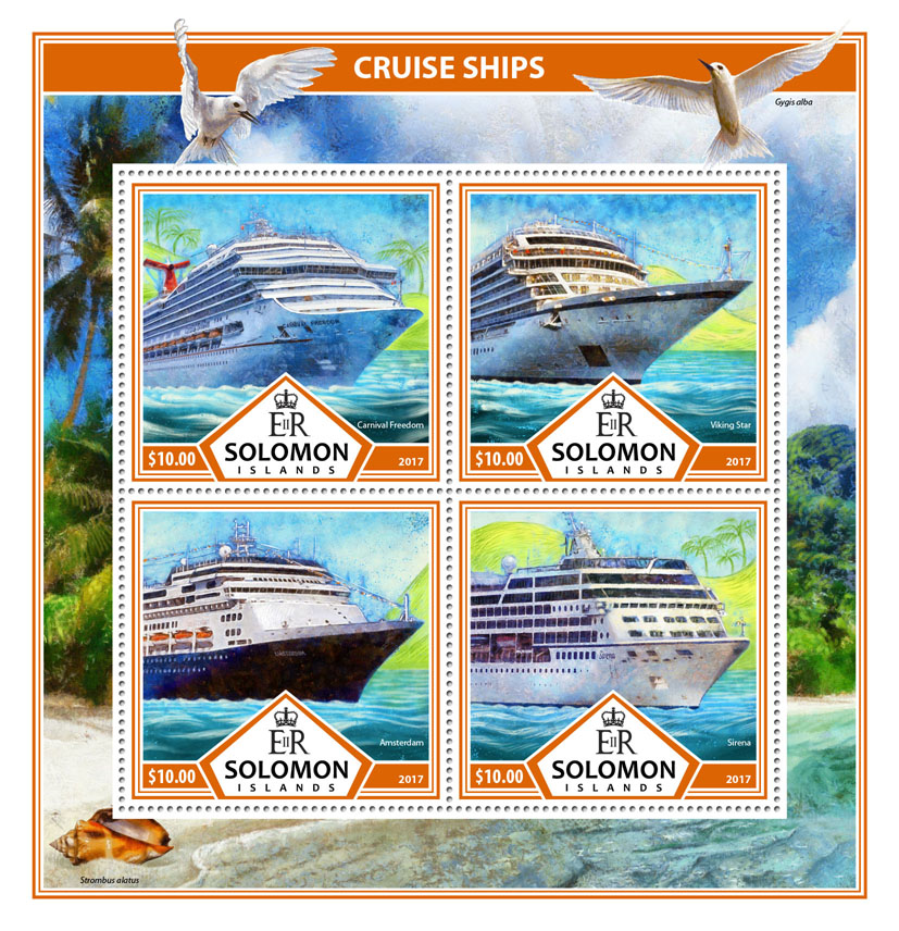 Cruise ships - Issue of Solomon islands postage stamps