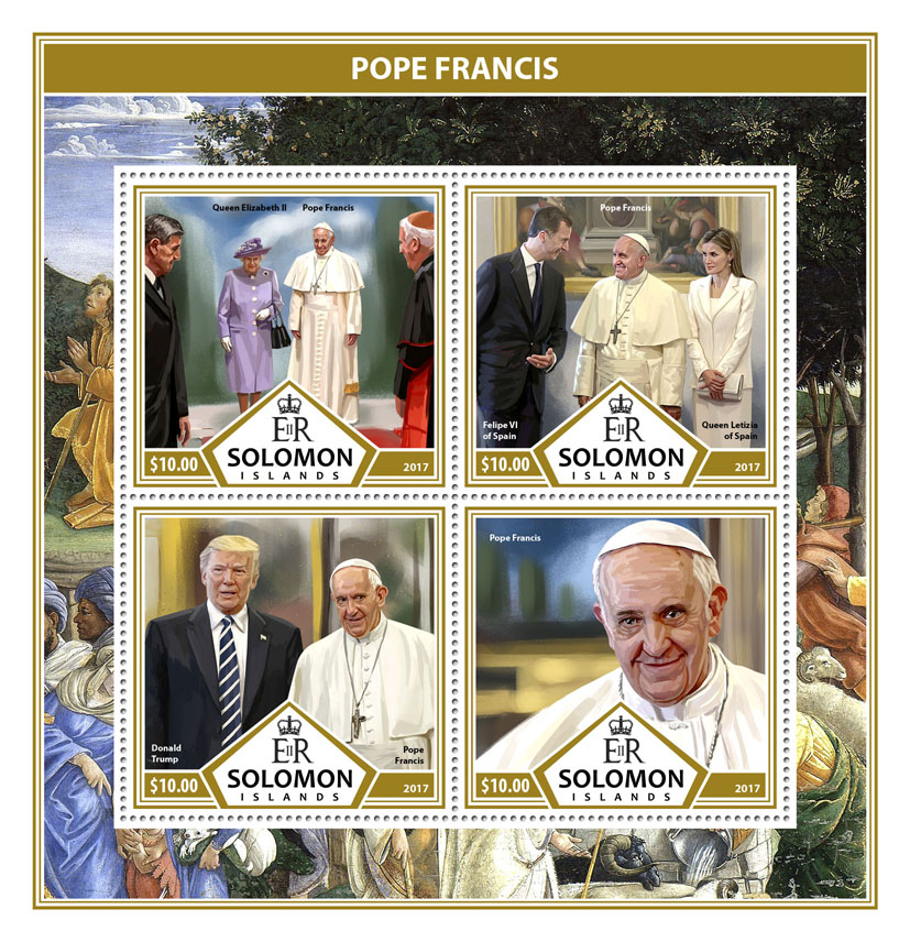 Pope Francis - Issue of Solomon islands postage stamps