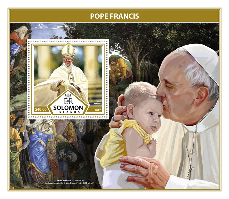 Pope Francis - Issue of Solomon islands postage stamps