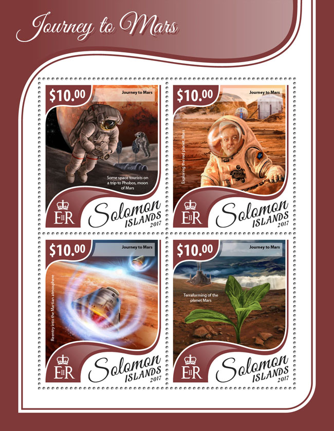 Journey to Mars - Issue of Solomon islands postage stamps