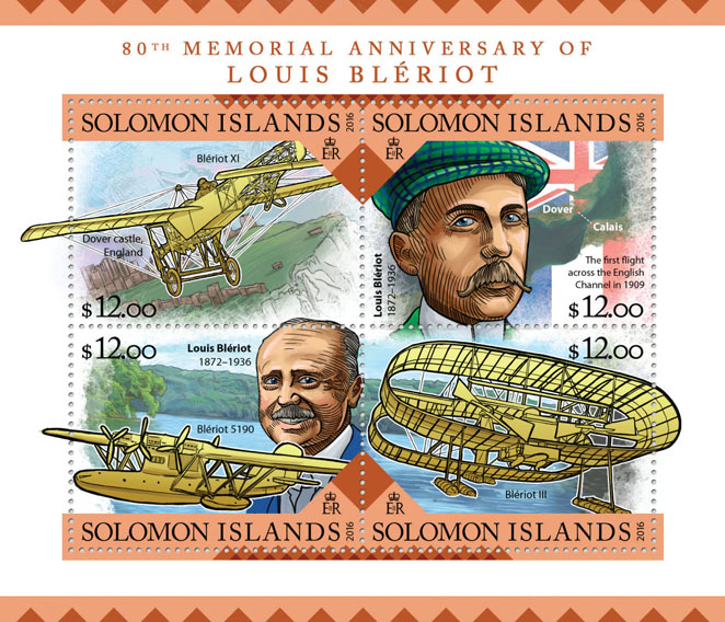 Louis Bleriot  - Issue of Solomon islands postage stamps