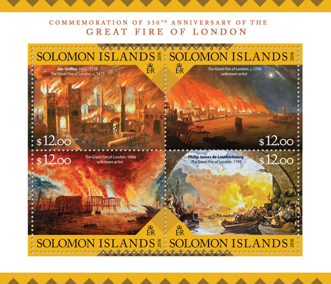 Fire of London - Issue of Solomon islands postage stamps