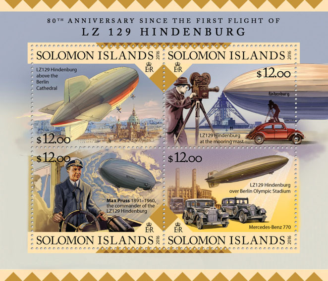 LZ 129 Hindenburg - Issue of Solomon islands postage stamps