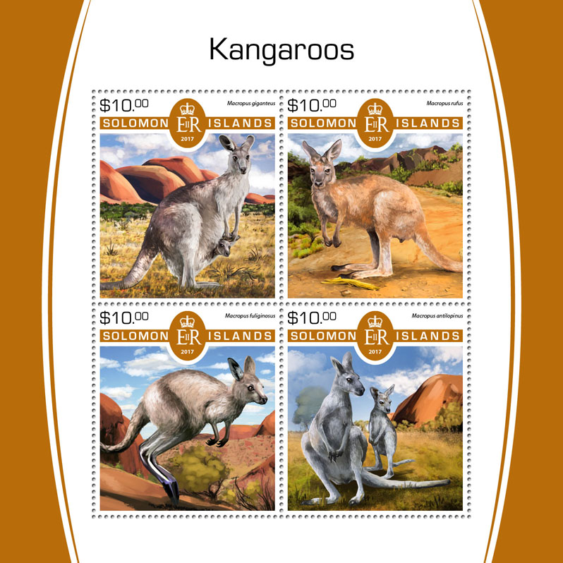 Kangaroos - Issue of Solomon islands postage stamps