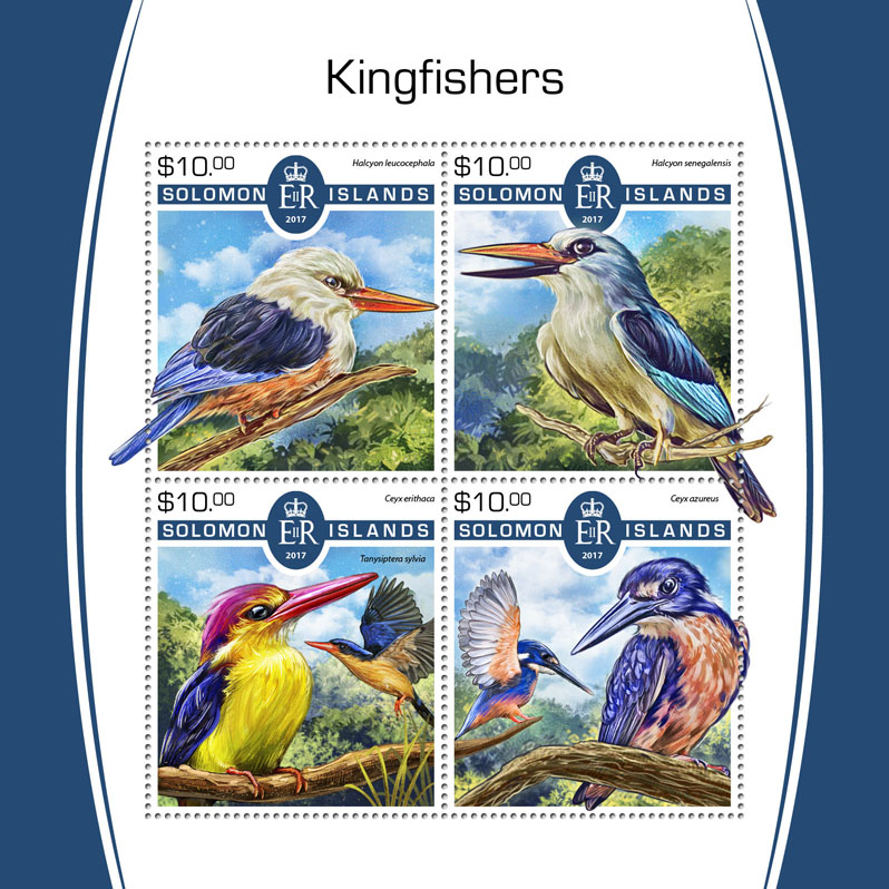 Kingfishers - Issue of Solomon islands postage stamps