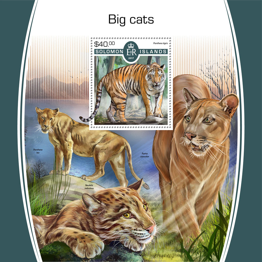 Big cats - Issue of Solomon islands postage stamps