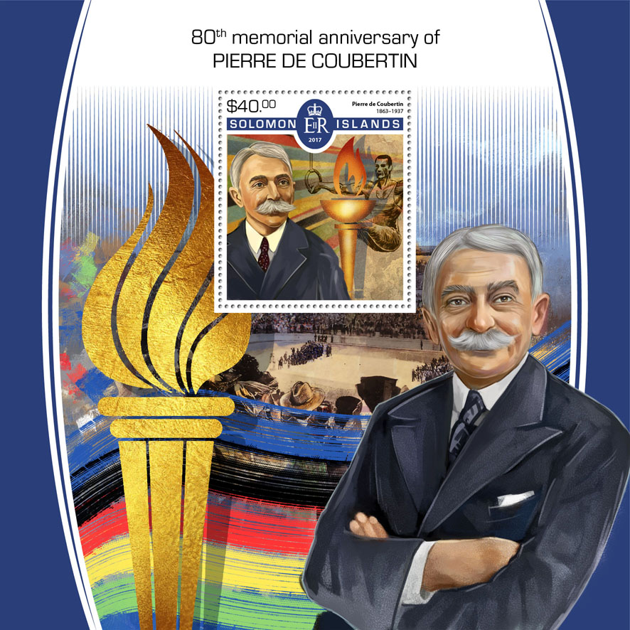 Pierre de Coubertin - Issue of Solomon islands postage stamps
