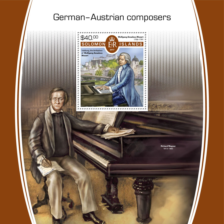 German-Austrian composers - Issue of Solomon islands postage stamps