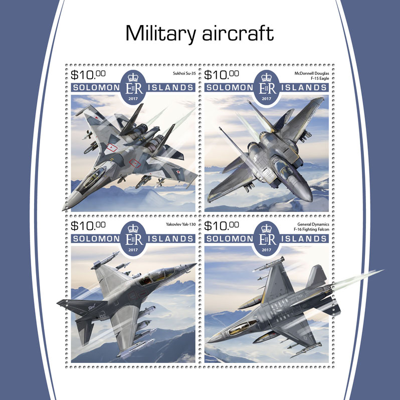Military planes - Issue of Solomon islands postage stamps