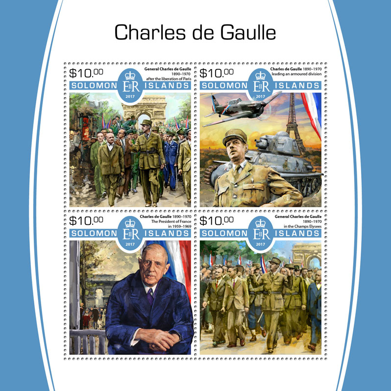 Charles de Gaulle - Issue of Solomon islands postage stamps