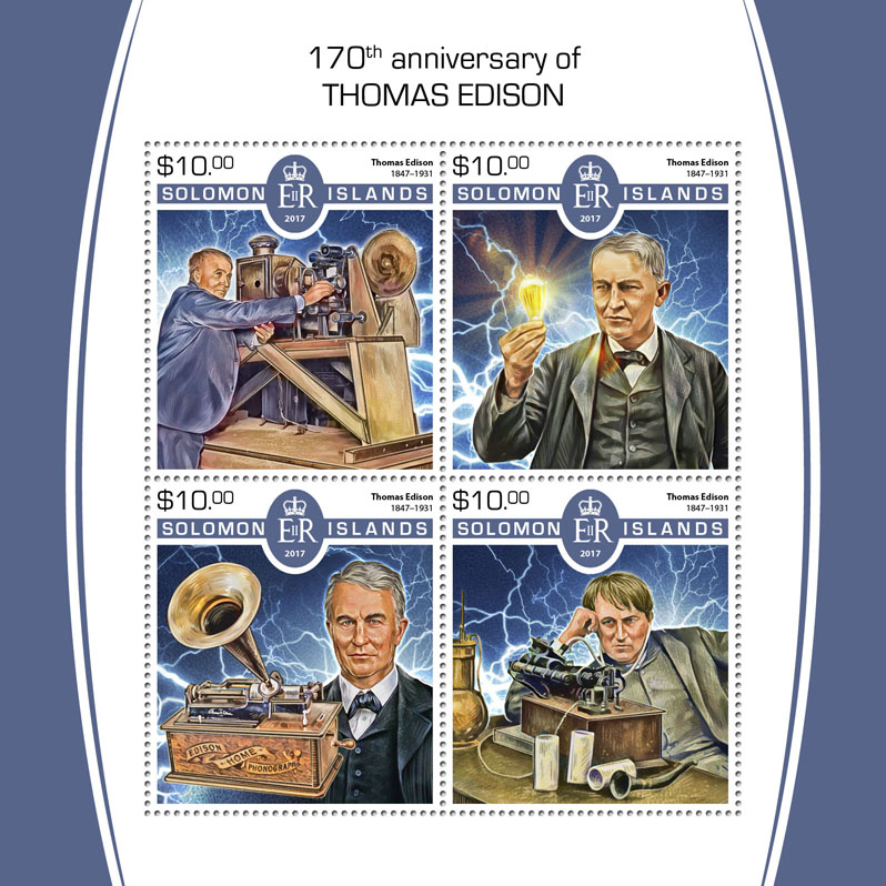Thomas Edison - Issue of Solomon islands postage stamps